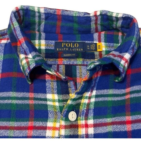 Polo Ralph Lauren Men's Classic Fit Flannel Blue Plaid Workshirt Sz XL NWT $148 - Picture 9 of 12